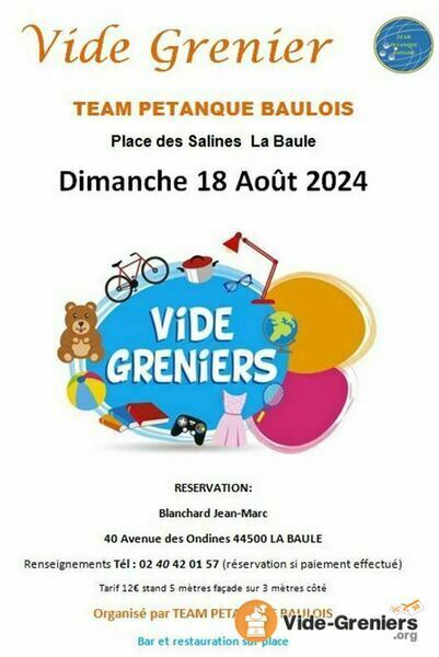 Vide greniers Team Petanque La Baule JAG